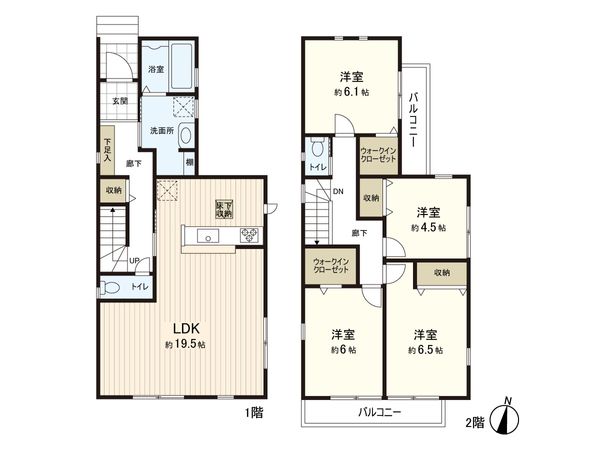興宮町新築戸建 1号棟 間取図(平面図) 興宮町新築戸建 1号棟 間取図(平面図)