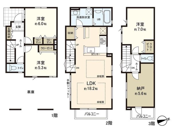 下篠崎町新築戸建 3号棟 間取図(平面図) 下篠崎町新築戸建 3号棟 間取図(平面図)