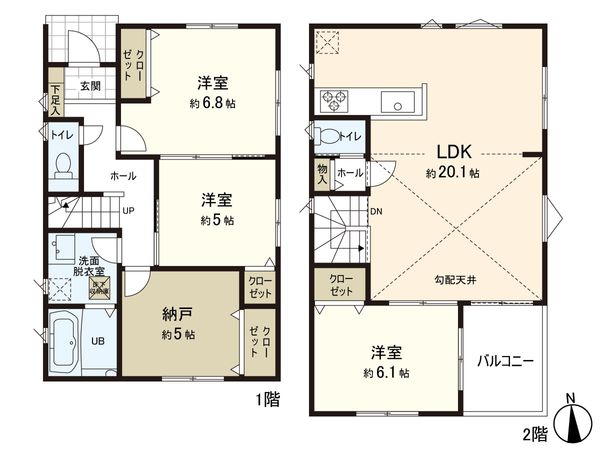 南小岩5丁目新築戸建 1号棟 間取図(平面図) 南小岩5丁目新築戸建 1号棟 間取図(平面図)
