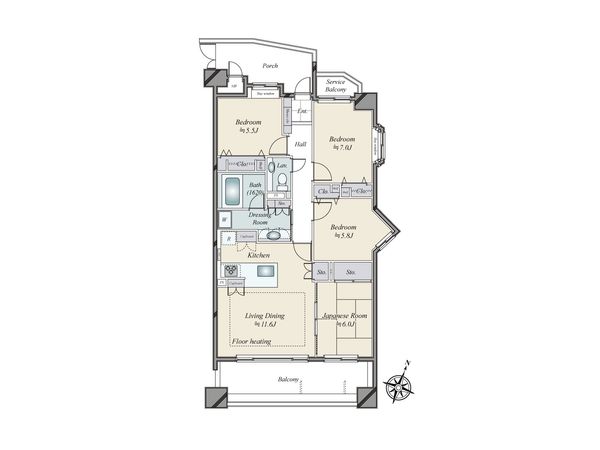 ノーブル猿江恩賜公園 West 間取図(平面図)