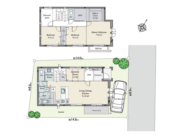 渋谷区西原1丁目 土地 建物プラン例 (間取り図)