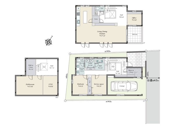 渋谷区西原1丁目 土地 建物プラン例 (間取り図) 渋谷区西原1丁目 土地 建物プラン例 (間取り図)