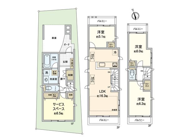 豊島区南長崎3丁目借地権付き戸建 間取図(平面図) 間取図(平面図)