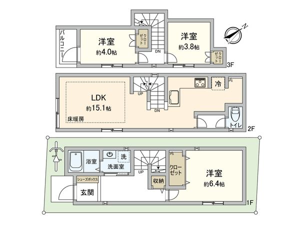 豊島区南長崎5丁目 新築戸建B号棟 間取図(平面図) 豊島区南長崎5丁目 新築戸建B号棟 間取図(平面図)