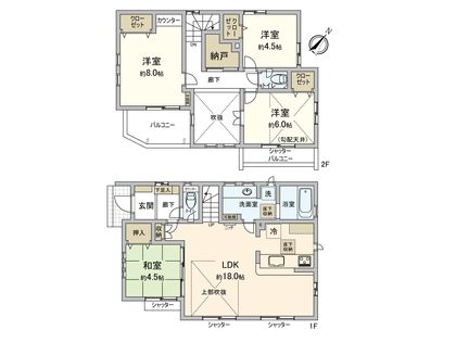 東村山市青葉町1丁目 新築戸建 間取図(平面図)