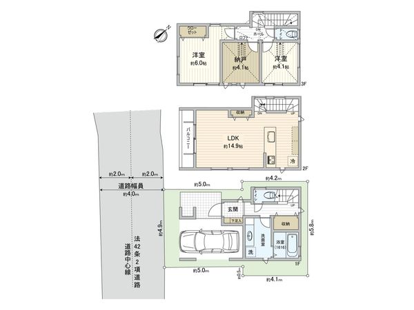 豊島区西巣鴨2丁目新築戸建 2号棟 間取図(平面図) 間取図(平面図)