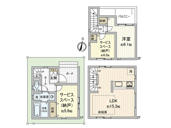 北区滝野川1丁目戸建 間取図(平面図)