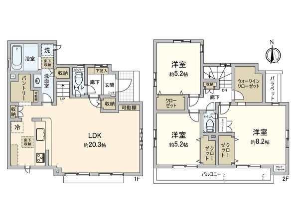 立川市幸町5丁目新築戸建 間取図(平面図) 間取図(平面図)