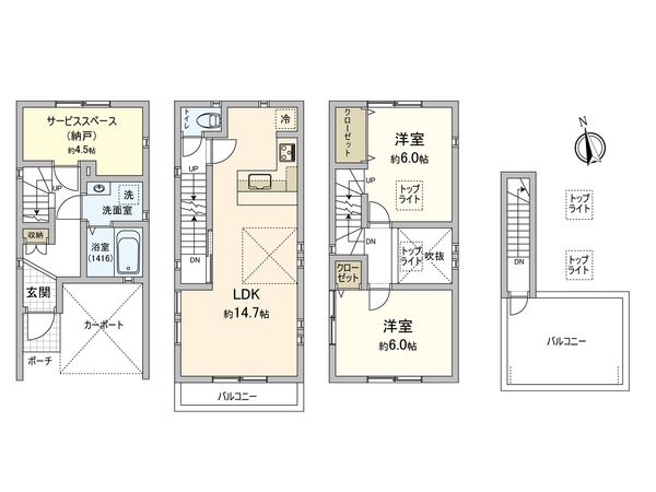豊島区高田1丁目戸建 間取図(平面図) 豊島区高田1丁目戸建 間取図(平面図)