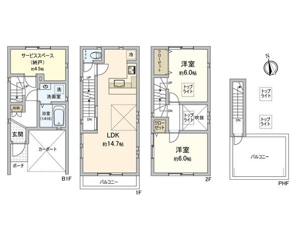 豊島区高田1丁目戸建 間取図(平面図) 間取図(平面図)