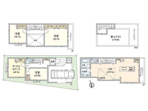 豊島区池袋本町2丁目戸建 2号棟 間取図(平面図) 豊島区池袋本町2丁目戸建 2号棟 間取図(平面図)