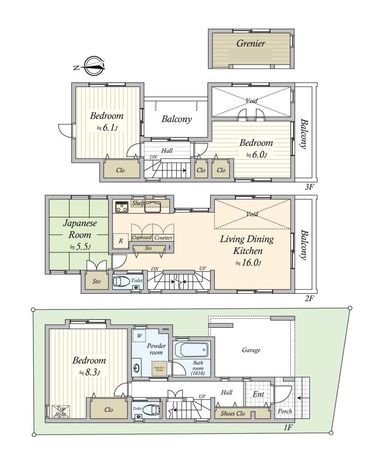 文京区本駒込4丁目 戸建 間取図(平面図)