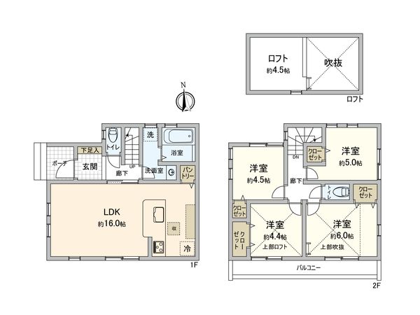 板橋区高島平4丁目 新築戸建 1号棟 間取図(平面図) 板橋区高島平4丁目 新築戸建 1号棟 間取図(平面図)