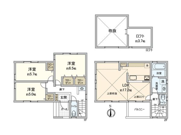 板橋区高島平4丁目 新築戸建 第2号棟 間取図(平面図)