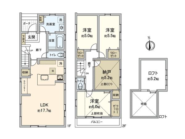 板橋区高島平4丁目 新築戸建 第3号棟 間取図(平面図) 板橋区高島平4丁目 新築戸建 第3号棟 間取図(平面図)