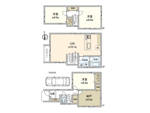蓮沼町新築戸建2号棟 間取図(平面図) 間取図(平面図)