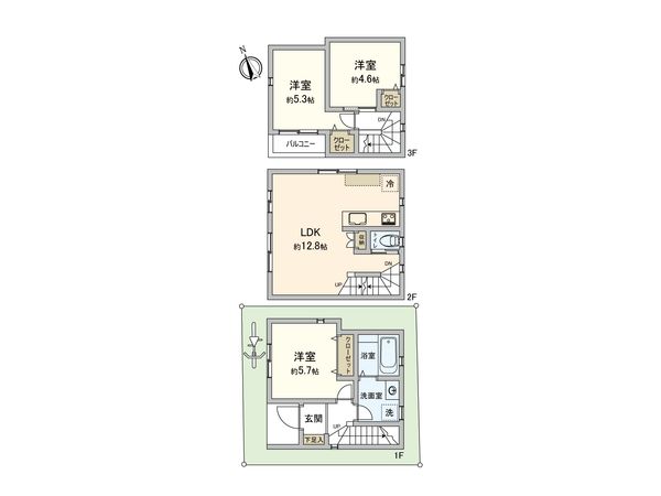板橋区若木3丁目 戸建 間取図(平面図) 間取図(平面図)