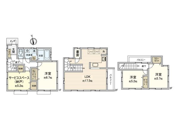 板橋区高島平2丁目 戸建 間取図(平面図)