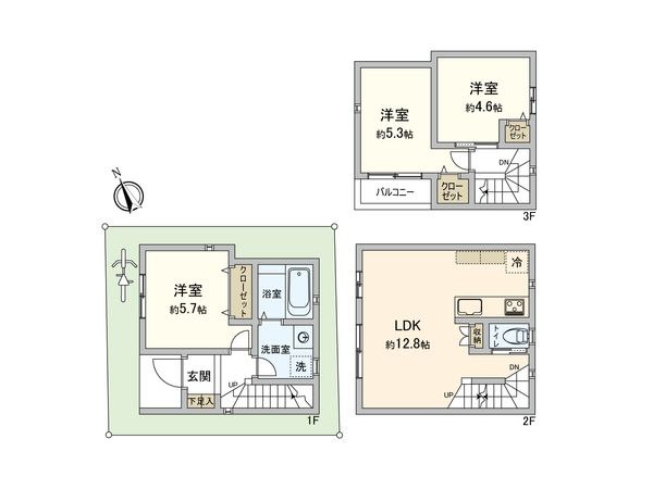 板橋区若木3丁目 新築戸建 間取図(平面図) 間取図(平面図)