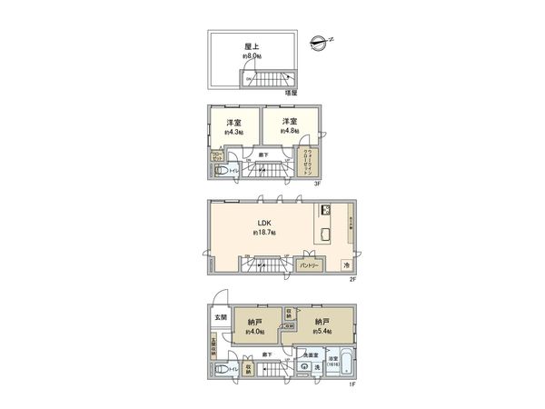 板橋区高島平4丁目 新築戸建 B区画 間取図(平面図)