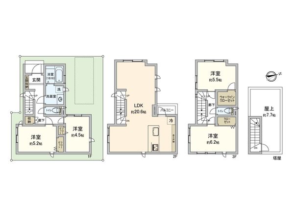 板橋区高島平4丁目 新築戸建 A区画 間取図(平面図)