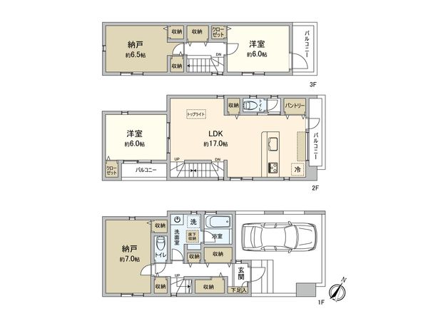 板橋区蓮沼町 新築戸建1号棟 間取図(平面図)