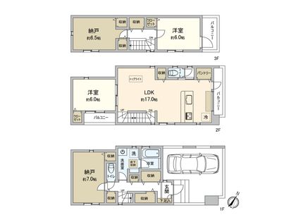 板橋区蓮沼町 新築戸建1号棟 間取図(平面図)