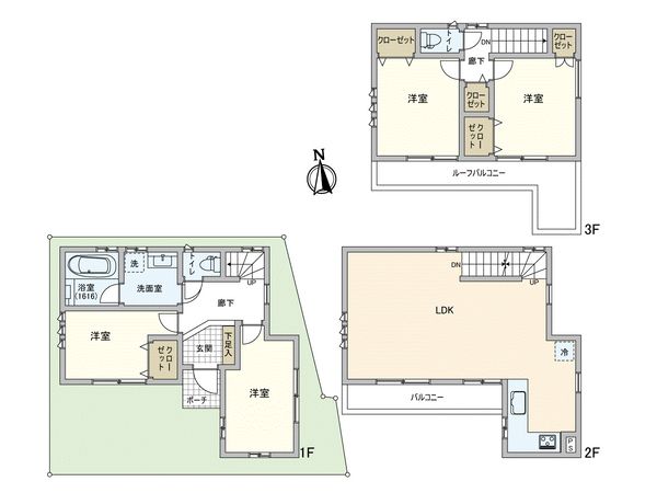 文京区小石川三丁目戸建 間取図(平面図) 文京区小石川三丁目戸建 間取図(平面図)
