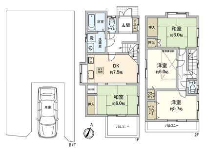 大塚5丁目 戸建 間取図(平面図)