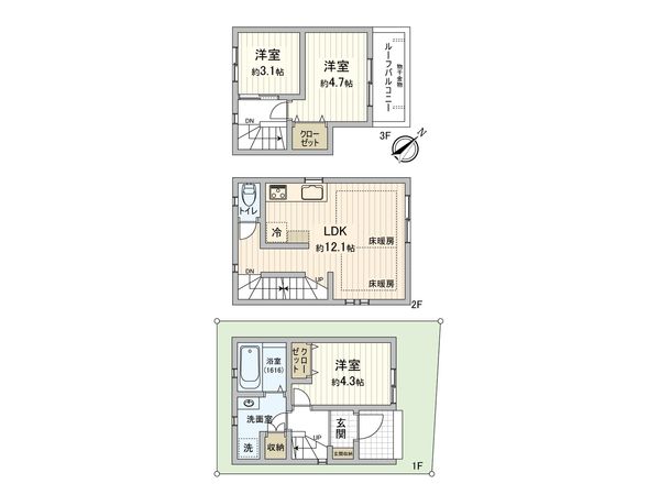 豊島区西巣鴨2丁目 新築戸建B号棟 間取図(平面図) 豊島区西巣鴨2丁目 新築戸建B号棟 間取図(平面図)