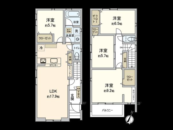 北区赤羽西3丁目 新築戸建 2号棟 間取図(平面図)