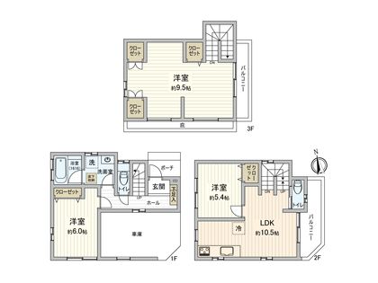 北区志茂3丁目戸建 間取図(平面図) 間取図(平面図)