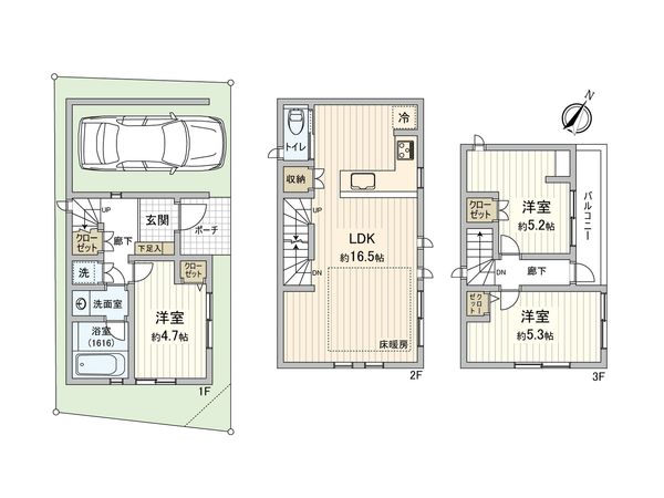 北区十条仲原1丁目借地権付戸建 間取図(平面図) 北区十条仲原1丁目借地権付戸建 間取図(平面図)