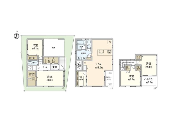 北区十条仲原2丁目新築戸建B号棟 間取図(平面図)