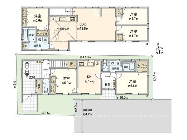 ５LDDKKの２世帯向けの間取り