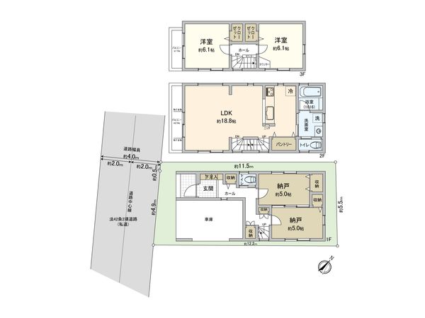 北区志茂2丁目新築戸建 A号棟 間取図(平面図)