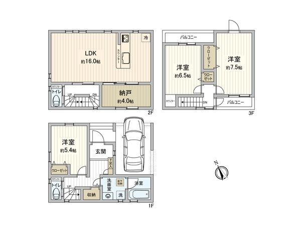 北区志茂5丁目新築戸建 1号棟 間取図(平面図) 北区志茂5丁目新築戸建 1号棟 間取図(平面図)
