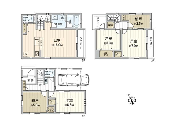 北区志茂5丁目新築戸建 2号棟 間取図(平面図)