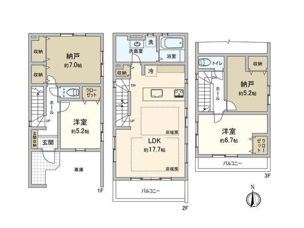 北区神谷3丁目新築戸建 2号棟 間取図(平面図) 北区神谷3丁目新築戸建 2号棟 間取図(平面図)