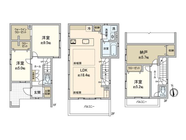 北区神谷3丁目新築戸建 3号棟 間取図(平面図) 北区神谷3丁目新築戸建 3号棟 間取図(平面図)