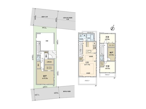北区上十条4丁目新築戸建 1号棟 間取図(平面図) 北区上十条4丁目新築戸建 1号棟 間取図(平面図)