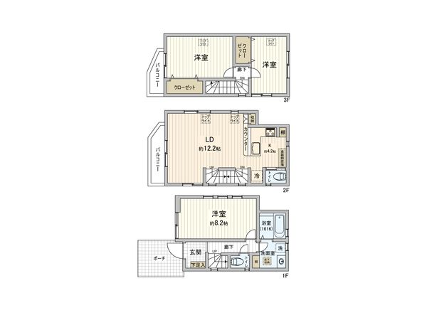 北区西が丘1丁目戸建 間取図(平面図) 北区西が丘1丁目戸建 間取図(平面図)