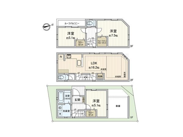 北区岩淵町 新築戸建 D号棟 間取図(平面図) 北区岩淵町 新築戸建 D号棟 間取図(平面図)
