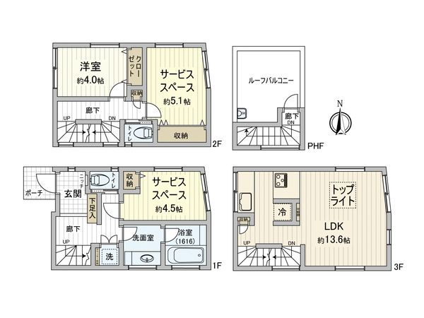 文京区千駄木2丁目 戸建 間取図(平面図) 文京区千駄木2丁目 戸建 間取図(平面図)