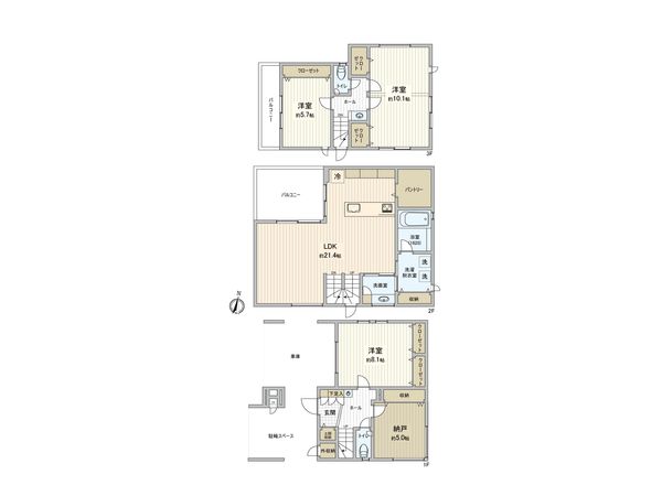 北区上十条4丁目借地権付新築戸建 間取図(平面図)