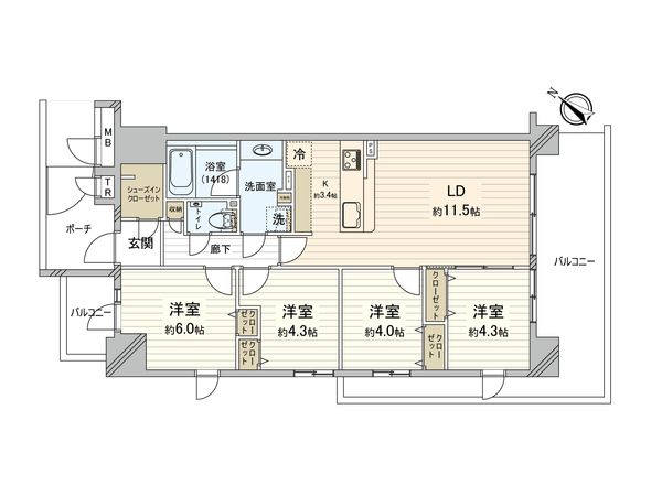 レシアス王子神谷パークフロント 間取図(平面図)