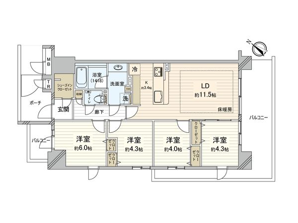 レシアス王子神谷パークフロント 間取図(平面図) レシアス王子神谷パークフロント 間取図(平面図)