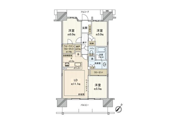 ザ・ガーデンズ東京王子 エアリーコート 間取図(平面図)