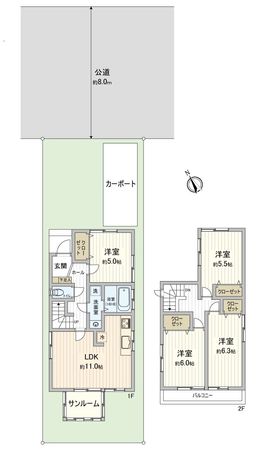 越谷市東柳田町 戸建 間取図(平面図) 越谷市東柳田町 戸建 間取図(平面図)