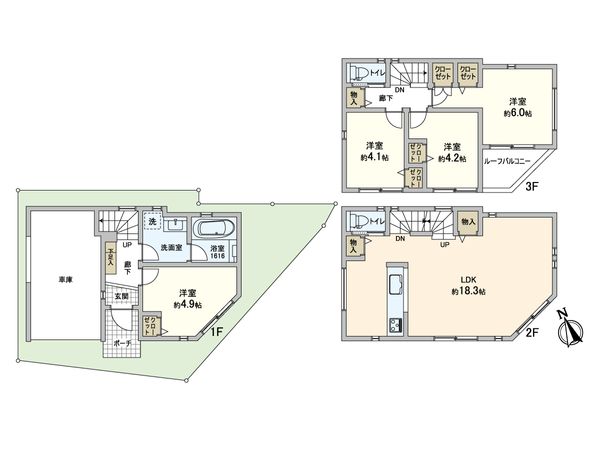 台東区根岸4丁目 戸建 間取図(平面図)